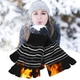 thumbnail image 1 of Stripe Winter USB Electric Heating Soft Chaud Unisexe Demi-Doigt Tricoté Gants Noir, 1 of 11