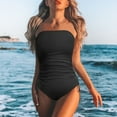 thumbnail image 2 of Clearance!NMMUED Swim Suits for Women 2025, Bandeau Swimsuits for Women, Strapless Swimsuits for Women, One Piece Swimsuit Women, Bathing Suit for Women, Black L, 2 of 5