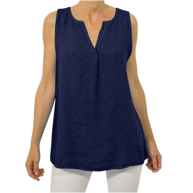LSLJS Débardeur Classique Col en V Couleur Unie Sans Manches pour Femmes, Débardeurs pour Femmes