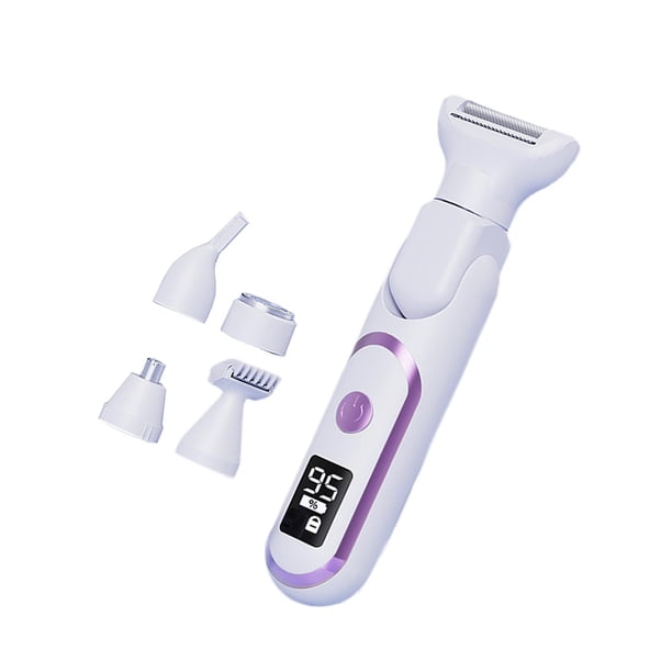 Afeitadora eléctrica para mujer, recortadora de vello nasal, seca y húmeda, con pantalla LED, portátil Blanco