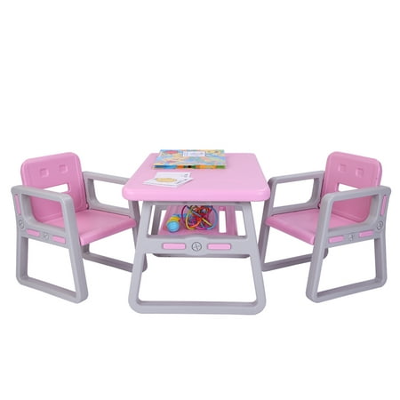 Kids Table and Chairs Set - Toddler Activity Chair Best for Toddlers Lego, Reading, Train, Art Play-Room (2 Childrens Seats with 1 Tables Sets) Little Kid Children Furniture Accessories - Plastic (Best Playrooms For Toddlers)
