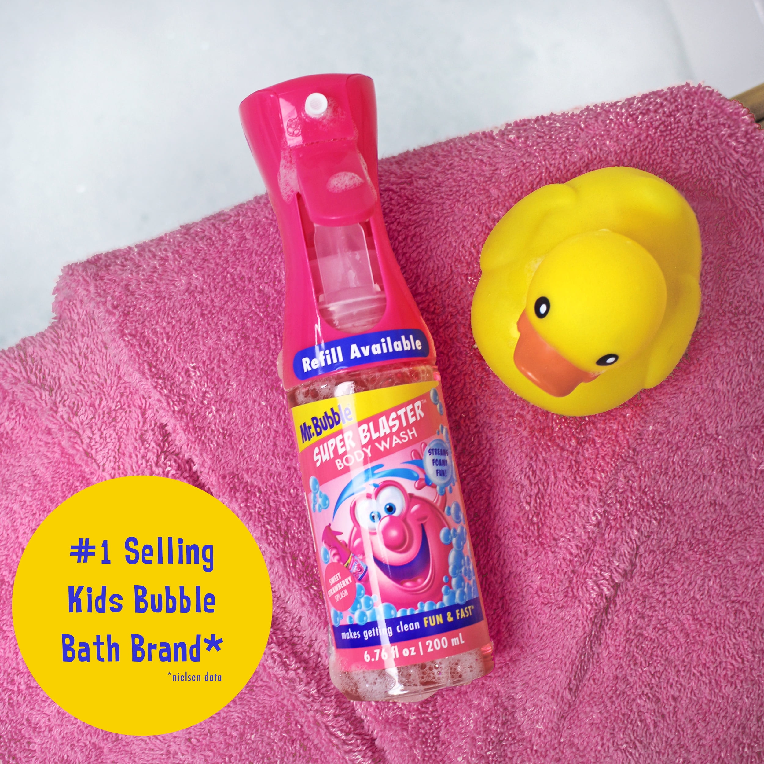 Mr. Bubble Super Blaster Body Wash Sprayer, Sweet Strawberry Splash, Aloe & Vitamin E, 6.76 oz