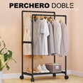 thumbnail image 2 of Perchero Rack Organizador Para Ropa Doble Kimhi Con Ruedas Portátil Perchero Para Colgar Ropa Con Estante De Almacenamiento Inferior Perchero Móvil Vertical, 2 of 5