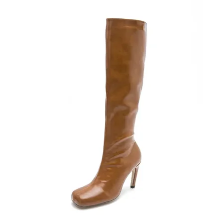 

Women‘s Soft Knee High Boots Faux Leather Square Toe Side Zipper Shoes Women‘s Footwear