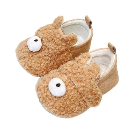 

Little Boys Girls Comfortable Shoes Winter Children Baby Toddler Shoes And Flat Bottom Non Slip Cover Heel Warm Cotton Shoes Cartoon Bear