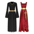 thumbnail image 3 of renvena Robe de Danse pour Femmes Croix Dorée avec Costume de Prière pour Bordeaux&Noir S, 3 of 7