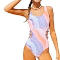 thumbnail image 2 of DAETIROS Girls Bathing Suit One Piece Purple Tie Dye with Glitter, Quick Dry Swimsuit for Kids Age 8-14, Side Cutout Design for Beach Pool,Size 9-10T, 2 of 9