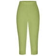 thumbnail image 3 of Gaukiv Womens Lace Trim Capris Stretch Fit Cropped Leggings Light Green 2XL, 3 of 6