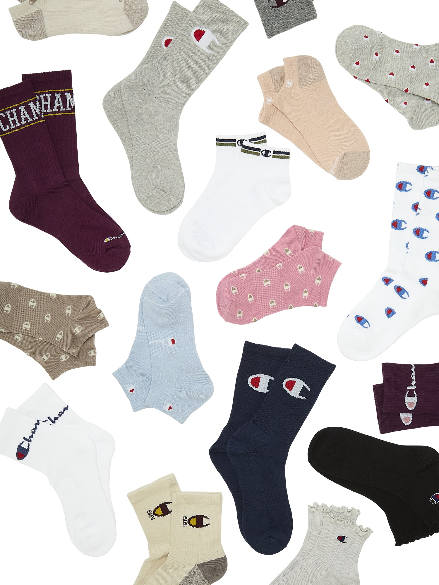 Champion Men’s Crew Socks 8 Pack – Half Terry Cushion, Moisture-Wicking, Arch Support, Reinforced Toe & Heel, Sizes 6–12.5