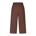 thumbnail image 6 of Women's Wide Leg Capri Pants Stretch High Waisted Summer Office Work Casual Yoga Dress Cropped Pants with Pockets Coffee, 6 of 7
