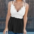 thumbnail image 2 of Clearance asdoklhq Womens Plus Size Tops,Women's Lace Patchwork Printed Vest Sleeveless Blouse Suspenders Tops, 2 of 4