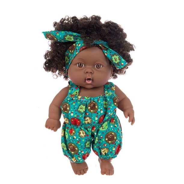 Reborn Black Baby Doll con pelo rizado Vinilo Kid Play House Toy (Q8-004) Likrtyny juguetes de los niños