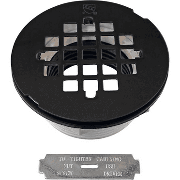 D206P-62 4-1/2" OD Shower Drain Assembly and Grid Strainer Cover fits both Sch. 40 PVC & ABS Pipes, Matte Black