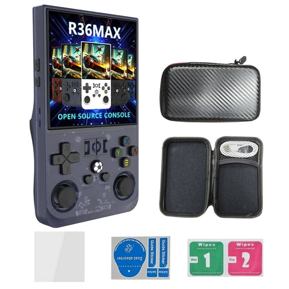 The latest R36SMAX open source handheld game console, nostalgic arcade game, 4.0-inch 3D large screen, GBA dual joystick,gray,128G
