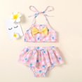 thumbnail image 2 of FRSASU Summer Baby Kids Girls Swimwear Dot Print Tops Shorts Swimsuit Outfit Set Pink 90(12-24 Months), 2 of 9