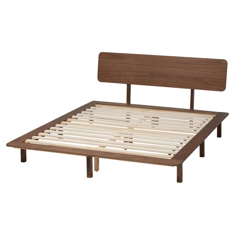 Baxton Studio Alyssa Japandi Platform Bed, King, Walnut Brown