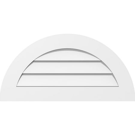 

42 W x 21 H Half Round Surface Mount PVC Gable Vent: Functional w/ 3-1/2 W x 1 P Standard Frame