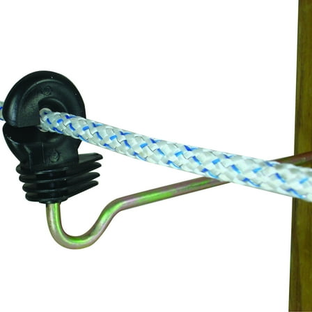 Field Guardian Wood Post - 8" Screw in Ring Insulator - Polyrope - Black - 10/pk