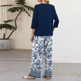 thumbnail image 6 of 2 Piece Sets for Women Elbow Sleeve Tops and Wide Leg Long Pants Lounge Sets Beach Vacation Clothes Airport Travel Matching Clothing, 6 of 6