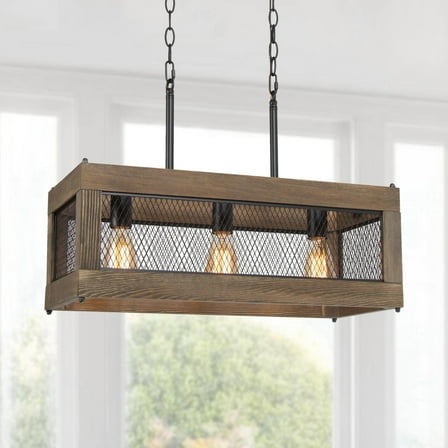 LNC Lighting 3-Ligths Wooden Island Chandelier for Kitchen Island