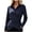Blue, variant on Women's Striped Wrap Front Blouses Long Sleeve Collared V Neck Cinched Waist Shirts Fashion Asymmetric Hem Work Shirt Elegant Dressy Tops White