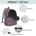 thumbnail image 4 of Rainbow Checkered Pattern Backpack for School, Cute School Bag with Adjustable Shoulder Straps and Padded Back, 15.7"x11.8"x5.5", 4 of 5