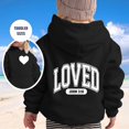 thumbnail image 2 of Kids Hoodies Valentine's Day Long Sleeve Hooded Sweatshirt Letter Print Lightweight Black 6 Years-7 Years, 2 of 6