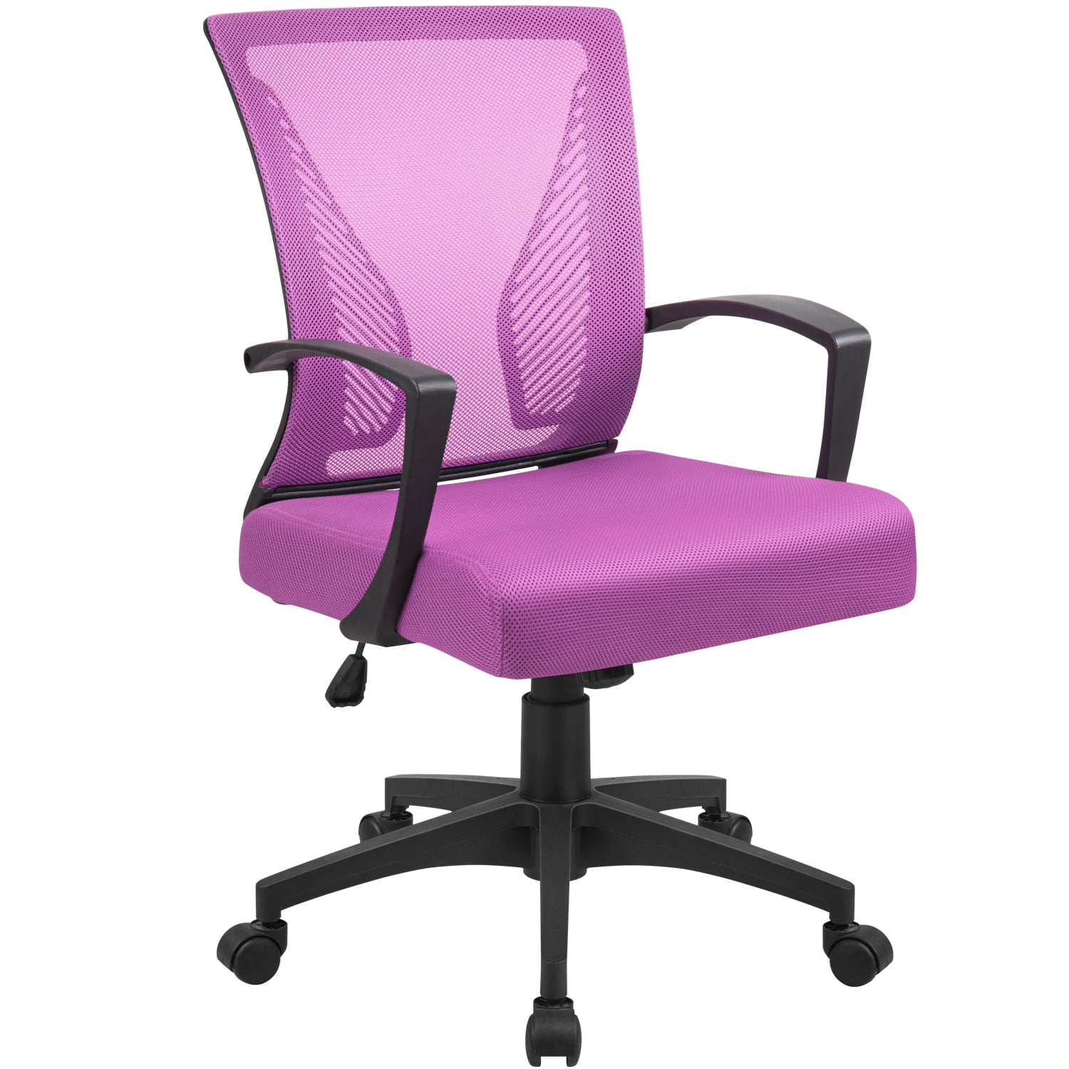 Furmax Office Mid Back Swivel Lumbar Support Desk, Computer Ergonomic Mesh Chair with Armrest, Pink