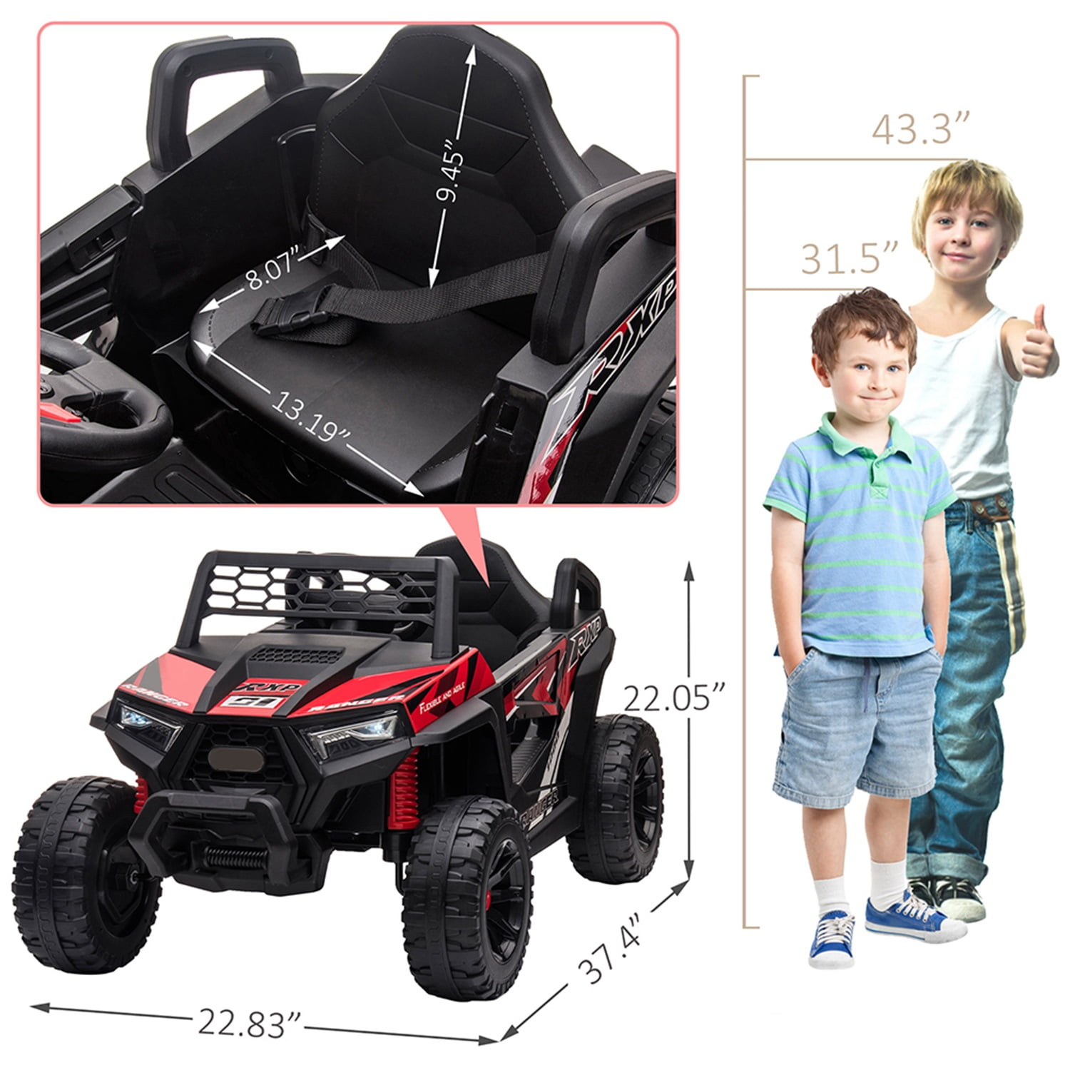 CIPACHO 12V Ride-On Mini UTV, Electric Kids Car with Front LED Lights and Horn, Safety Belt, Forward/Reverse Function, Red CIPACHO 12V Ride-On Mini UTV, Electric Kids Car with Front LED Lights and Horn, Safety Belt, Forward/Reverse Function, Red