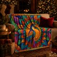 thumbnail image 3 of Colorful Toucan Centered In Radiating Tropical Leaves, Soft Flannel Blanket with Decorative Mosaic Illustration Print, Housewarming Gift and Home Decor for Bedroom and Living Room, 3 of 7
