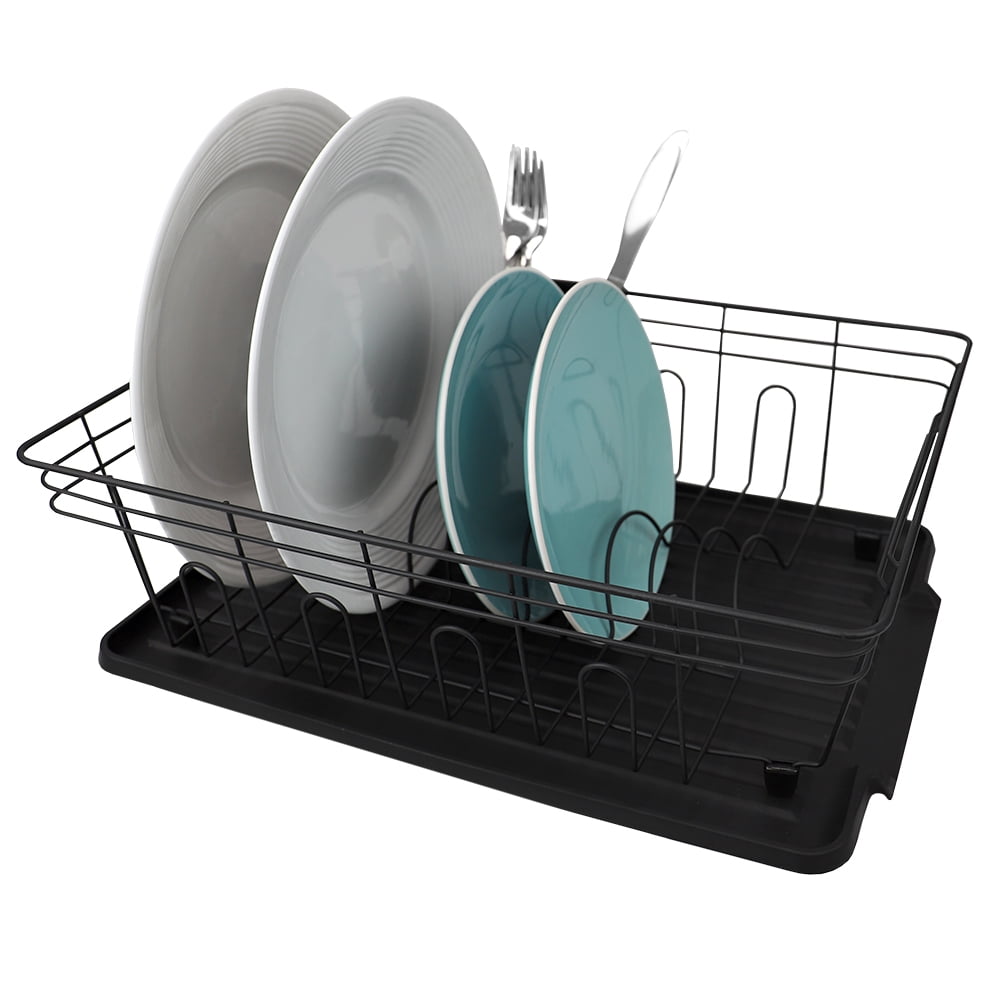 3 Piece Dish Drainer Rack Set with Drying Board and Utensil Holder Pale Pink 