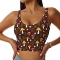 thumbnail image 2 of Picia Woodland Mushroom with Flowers and Berries Sports Bra for Women,Padded Strappy Sports Bras Medium Support Yoga Bra with Removable Cups,Running Yoga Bra-, 2 of 9