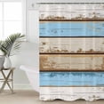 thumbnail image 2 of Vintage Blue Brown Shower Curtains for Bathroom Waterproof Fabric Bath Curtains Decor Bath Tub Curtain Retro Country Shabby Wood Grain Decorative Shower Curtain Sets with 12 Hooks, 72x72 Inch, 2 of 6
