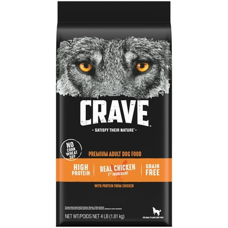 UPC: 0023100123240 | CRAVE Grain Free Adult Dry Dog Food with Protein from Chicken 4 lb. Bag