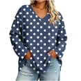 thumbnail image 4 of CHGBMOK Women's Plus Size Polka Dot Tops Long Sleeve V Neck T-shirts Basic Dressy Casual Blouses, 4 of 7