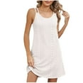 thumbnail image 2 of Meichang Eyelet Dresses for Women Sleeveless Solid Scoop Neck Spaghetti Straps Mini Dresses Summer Casual Beach Dresses Ladies Eyelet Sundresses White L, 2 of 5