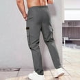 thumbnail image 5 of Plebaso Cargo Pants for Men Drawstring Casual Elastic Waist Outdoor Work Trousers with Zipper Pockets, 5 of 8