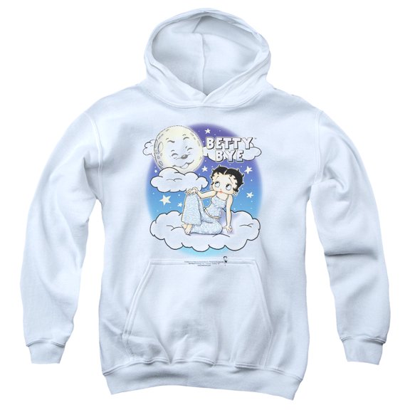 Betty Boop Betty Bye Youth Pullover Hoodie Sweatshirt White