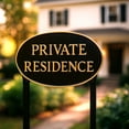 thumbnail image 4 of 10" x 18" Large Oval Private Residence Statement Plaque Sign with Lawn Stakes - Black/Gold, 4 of 6