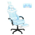 thumbnail image 5 of Soontrans Blue Gaming Chair with Footrest, High Back Computer Chair with Massage Lumbar Pillow & Headrest, Game Gamer Chairs with Bunny Ear for Boy Girl s, Blue, 5 of 8