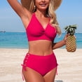 thumbnail image 5 of COMVALUE Women's Bikini Swimsuit Front Cross Lace Up Two Piece Bathing Suit 2026 (M, Hot Pink), 5 of 7