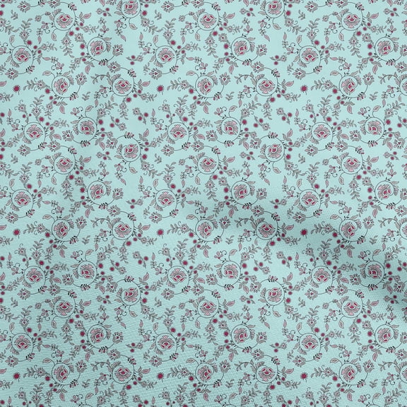 oneOone Velvet Turquoise Blue Fabric Asian Block Print Diy Clothing Quilting Fabric Print Fabric By Yard 58 Inch Wide