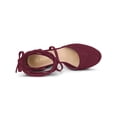 thumbnail image 5 of BLISSFUL STEP Women's Pumps Block Heels Platform Strappy Lace up Pumps Burgundy 10, 5 of 8