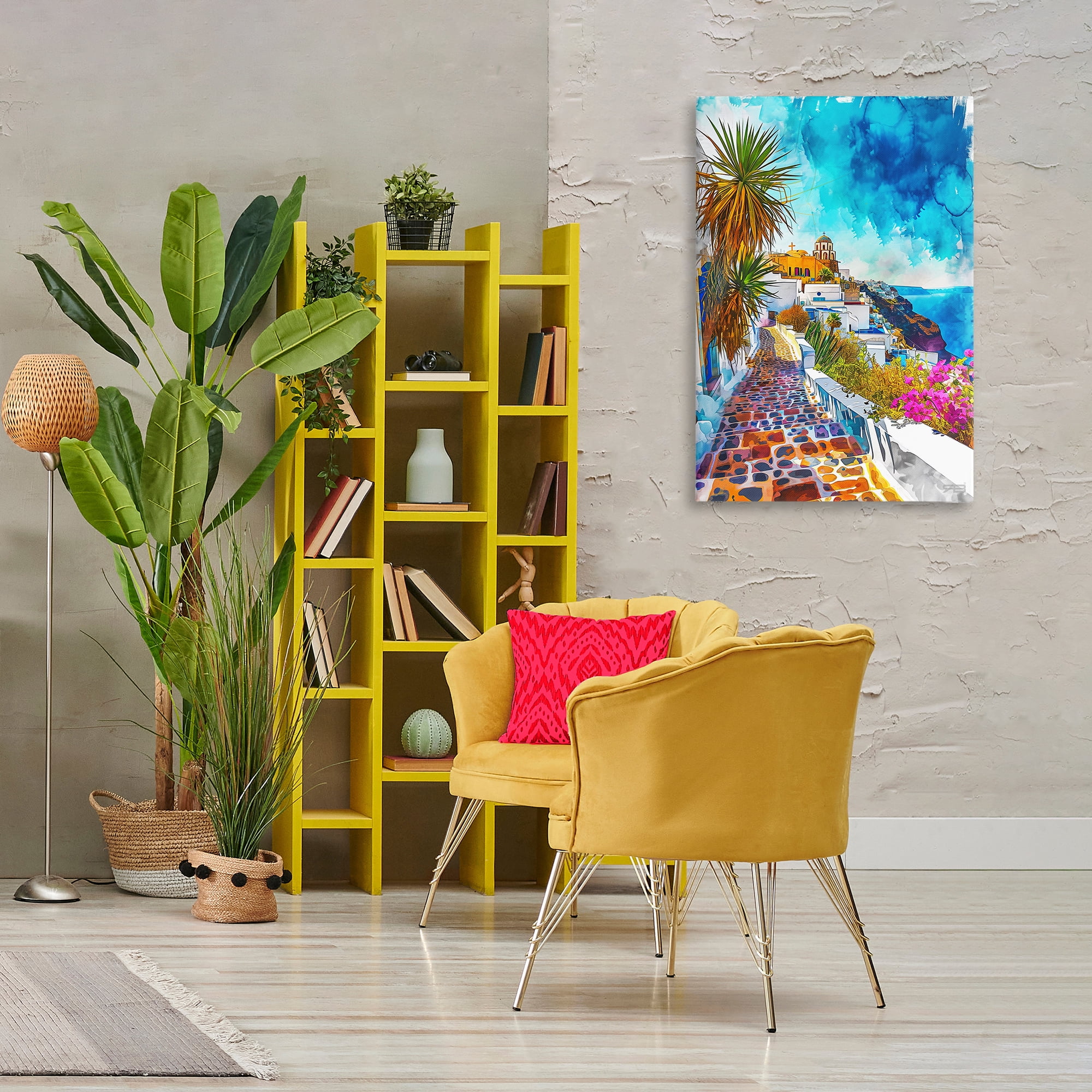 Stupell Industries Tropical Coastal Town Cities & Countries Painting Wrapped Canvas Art Print Wall Art, 24 x 36