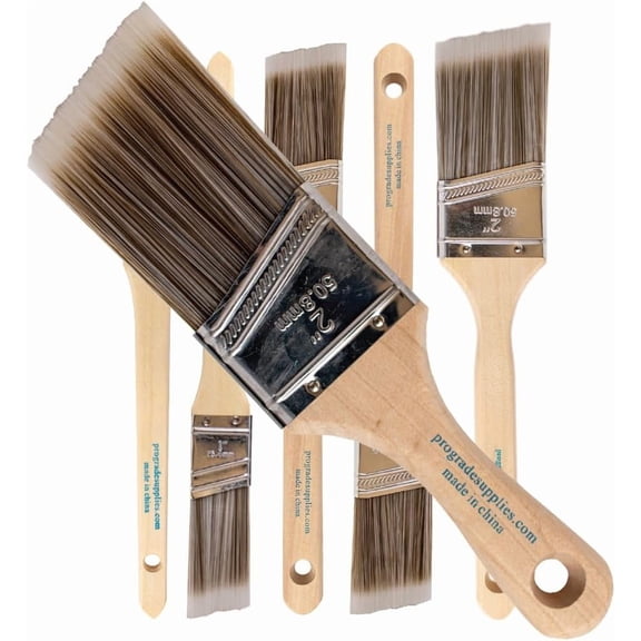 Paint Brushes 6-Pack Angle Brushes in Assorted Sizes for All Latex and Oil Paints & Stains - Home Improvement - Interior & Exterior Use