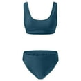 thumbnail image 5 of Swimsuits for Women Two Piece Bikini Crop Neck with High Waisted High Cut Bottoms Dark Blue Womens Bathing Suits L, 5 of 6