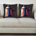thumbnail image 3 of Stylish Throw Pillow Covers Set of 2 - 18x18in Decorative Cushion Cases for Couch Bed Car - Modern Red and Blue Can Design on Dark Background, 3 of 8