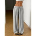 thumbnail image 4 of Women'S Wide Leg Sweatpants Drawstring Baggy Trousers High Waisted Loose Casual Jogger Pants Light Gray M, 4 of 9