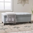 thumbnail image 4 of GZXS Multi-Purpose Storage Ottoman with Flip-Top Lid, Cozy Fabric Upholstered Bench with Wood Legs & Hidden Compartment, 50"L x 20.5"W x 18.25"H (Light Blue), 4 of 8