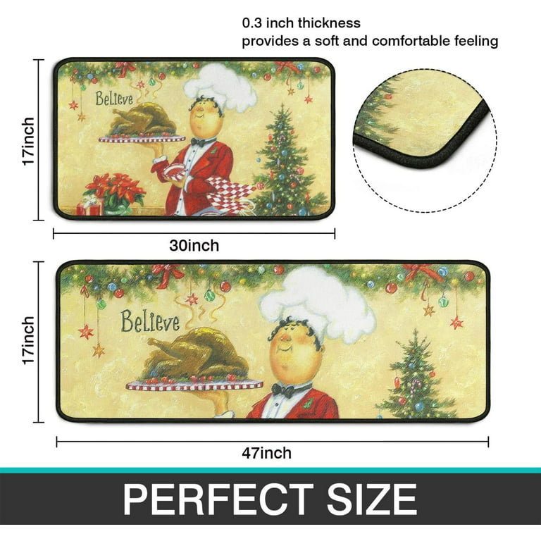 Farmhouse Kitchen Rugs and Mats Set of 2, Home is The Kitchen Chef Kitchen  Mat, Seasonal Holiday Cooking Sets Washable Non-Slip Floor Mats for Home Kitchen  Decor - 17x29 and 17x47 Inch 